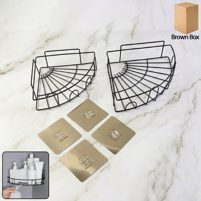 Shower Caddy Corner – 2 Pc Iron Bathroom Organizer | Mist & Relax
